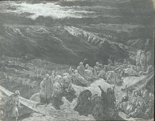 Mont Sinaï, la Bible de Doré, dessin, plaque de verre, positif 8,5x10 cm