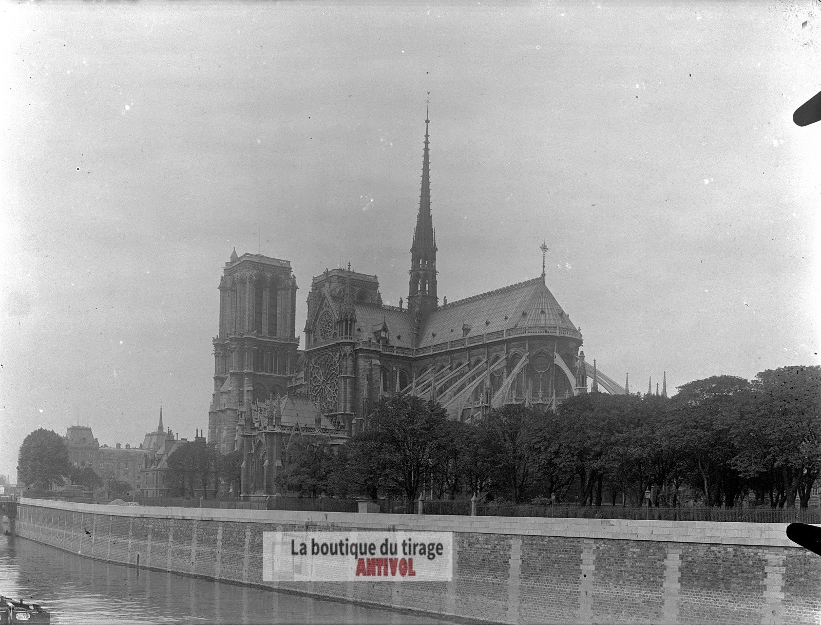 Cathédrale Notre-Dame de Paris, plaque verre, photo ancienne, négatif 9x12 cm
