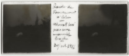 Foucaucourt Estrées, Plaque verre stéréo positif ancien noir & blanc 4,5x10,7 cm