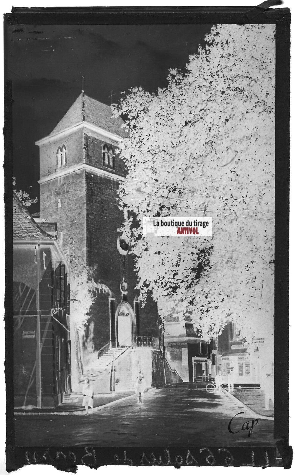 Plaque verre photo négatif noir & blanc 9x14 cm Salies-de-Béarn, Saint-Vincent