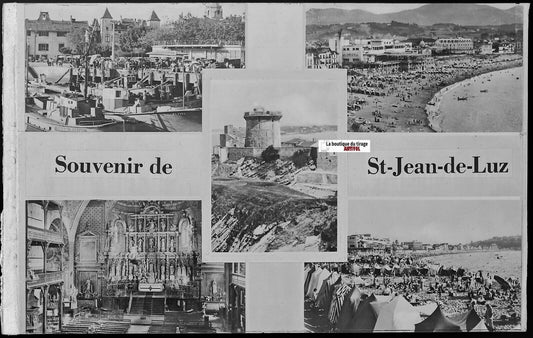 Souvenir de Saint-Jean-de-Luz, Plaque verre photo, négatif noir & blanc 9x14 cm