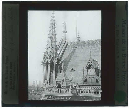 Cathédrale Notre-Dame de Paris, photo ancienne plaque verre, positif 8,5x10 cm
