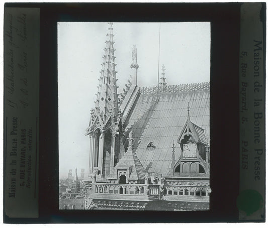 Cathédrale Notre-Dame de Paris, photo ancienne plaque verre, positif 8,5x10 cm