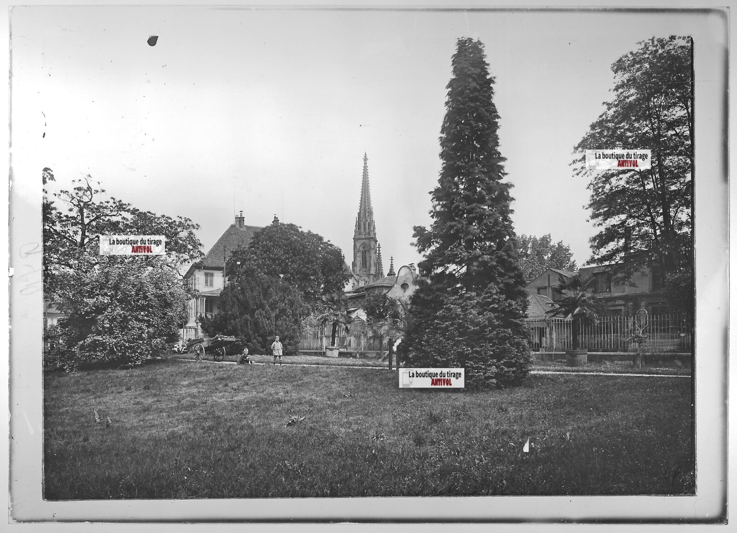 Plaque verre photo ancienne positif noir et blanc 13x18 cm Mulhouse enfants