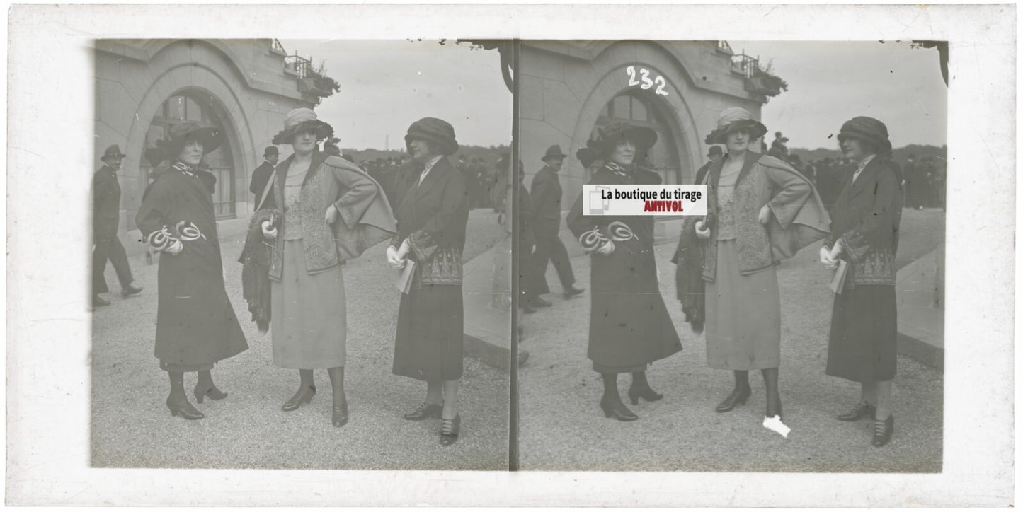 Hippodrome de Longchamp, Paris, stéréoscopie plaque verre, positif 8,5x17 cm