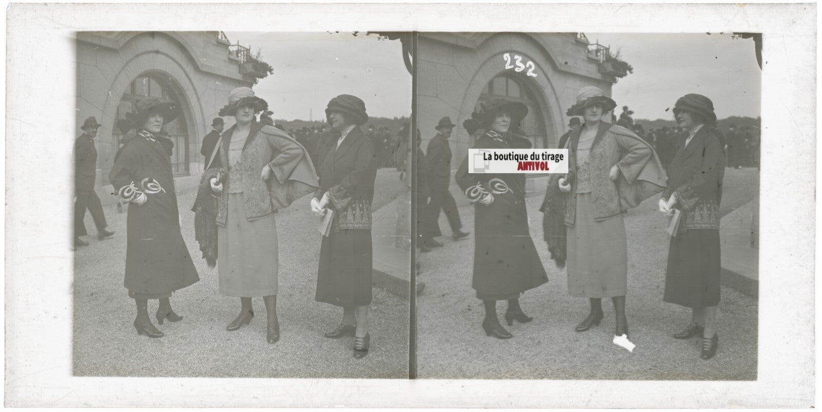 Hippodrome de Longchamp, Paris, stéréoscopie plaque verre, positif 8,5x17 cm