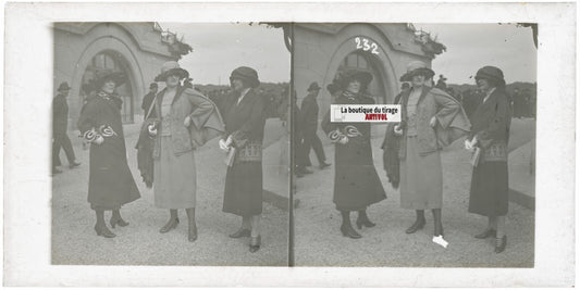 Hippodrome de Longchamp, Paris, stéréoscopie plaque verre, positif 8,5x17 cm