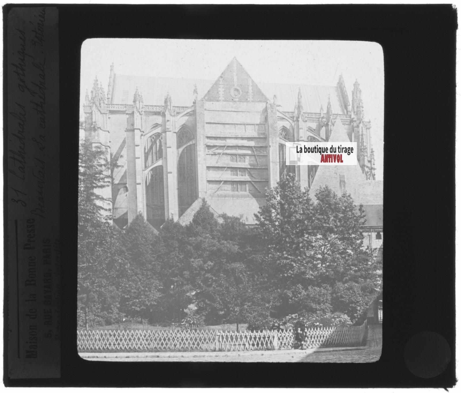 Cathédrale Saint-Pierre Beauvais, photo plaque verre, positif 8,5x10 cm