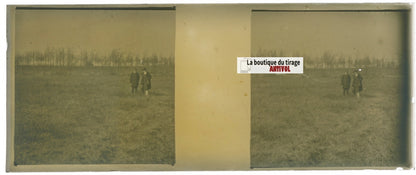 Voyage en Angleterre, Plaque verre stéréo, positif noir & blanc 4,5x10,7 cm