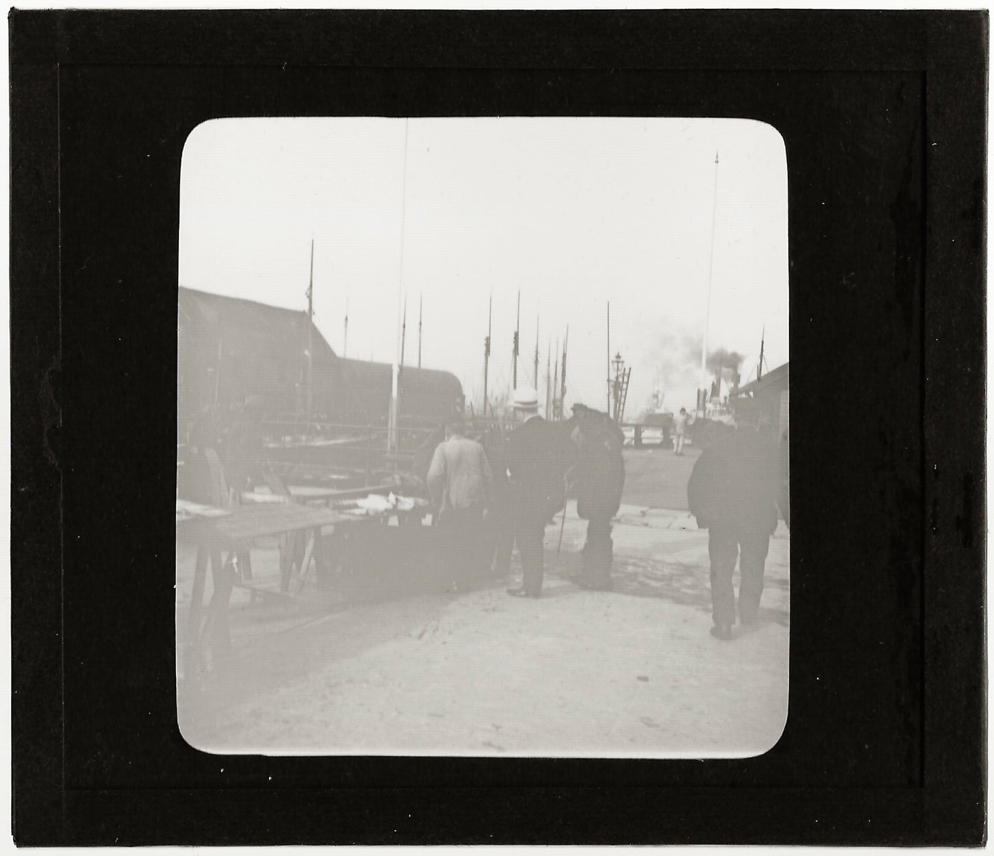 Port de Bergen, Norvège, photo ancienne plaque de verre, positif 8,5x10 cm