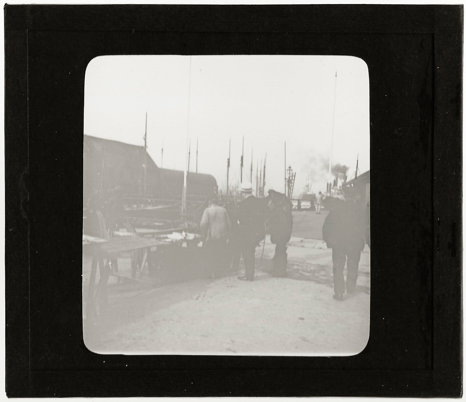 Port de Bergen, Norvège, photo ancienne plaque de verre, positif 8,5x10 cm