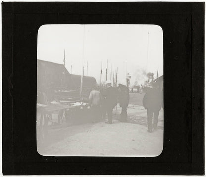 Port de Bergen, Norvège, photo ancienne plaque de verre, positif 8,5x10 cm