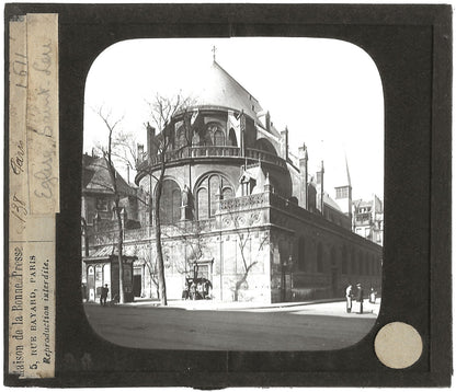 Église Saint-Leu, Paris, photo ancienne plaque de verre, positif 8,5x10 cm
