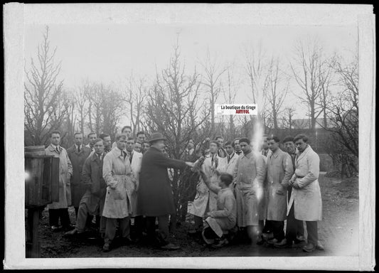 Plaque verre photo ancienne négatif noir et blanc 13x18 cm école d'agriculture