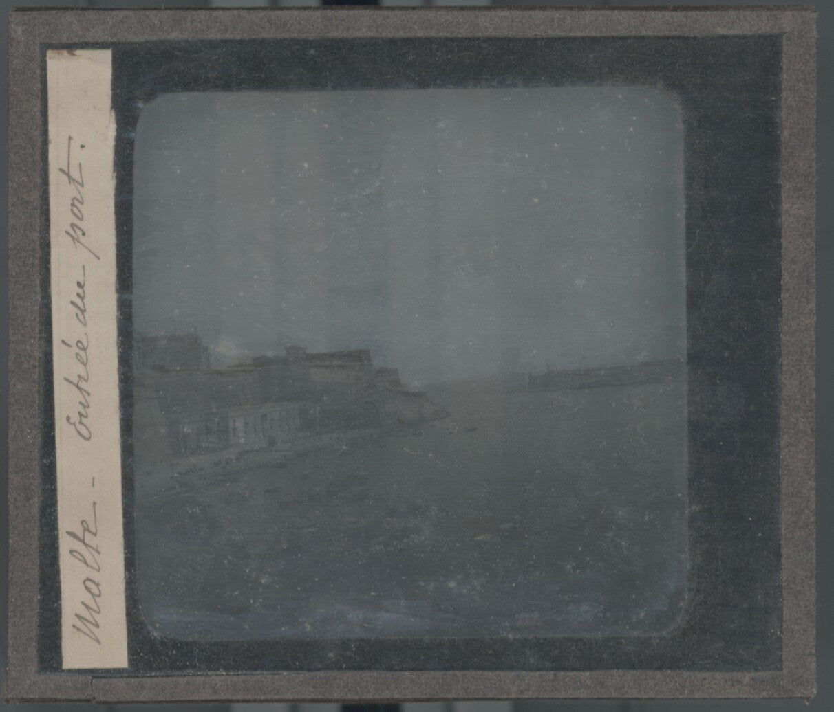 Port de La Valette, Malte, photo plaque verre, noir & blanc, positif 8,5x10 cm