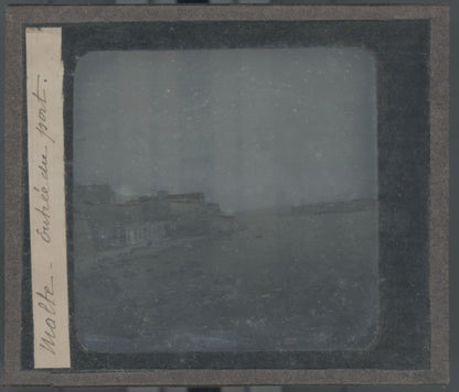 Port de La Valette, Malte, photo plaque verre, noir & blanc, positif 8,5x10 cm