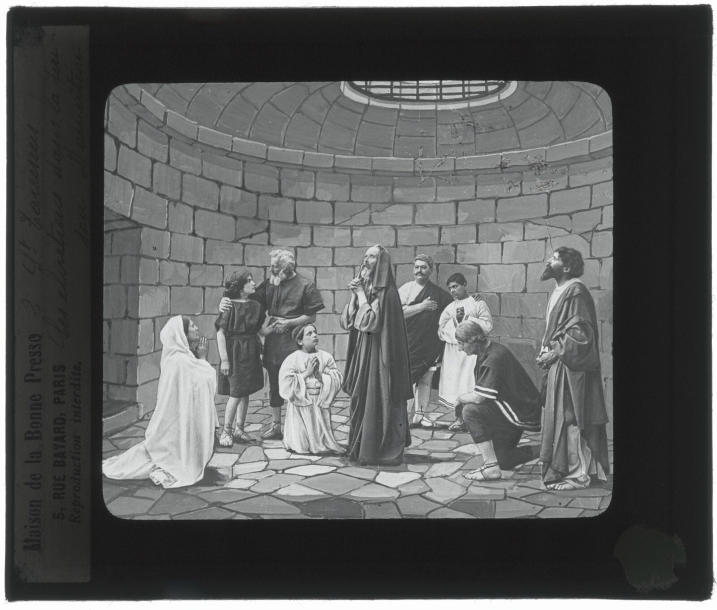 Tarcisius de Rome, Italie, dessin, photo plaque de verre, positif 8,5x10 cm