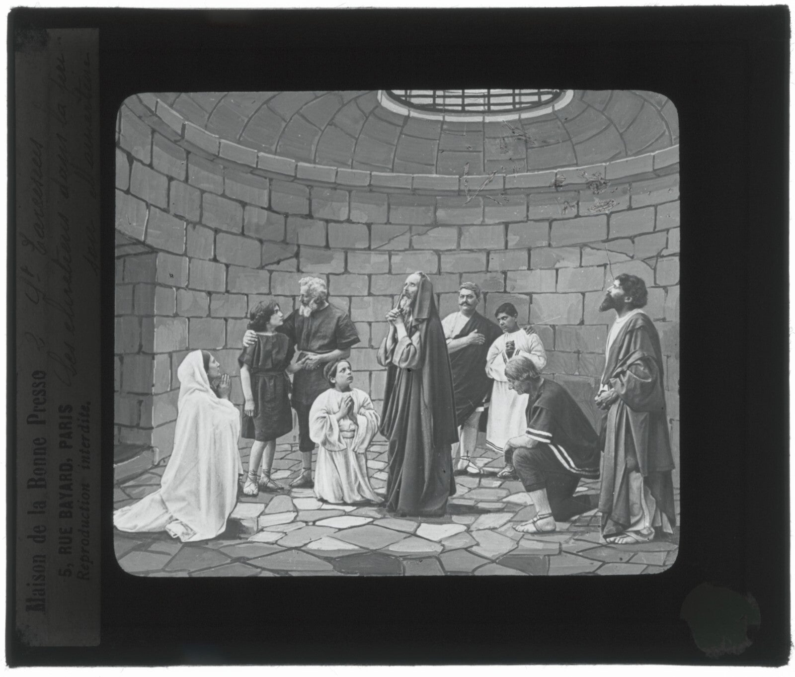 Tarcisius de Rome, Italie, dessin, photo plaque de verre, positif 8,5x10 cm