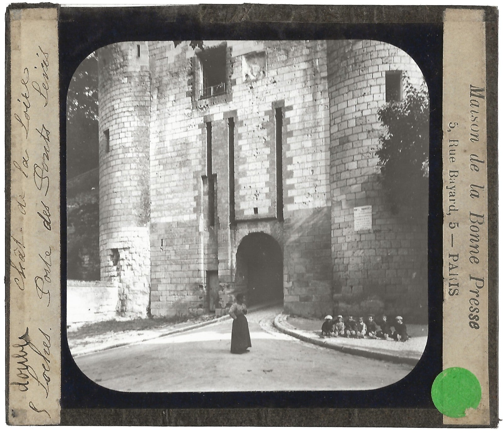 Château de Loches, France, photo ancienne plaque de verre, positif 8,5x10 cm