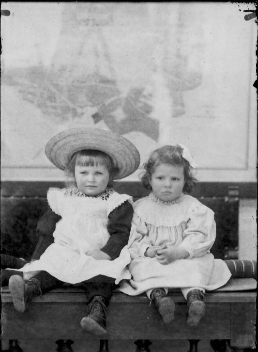 Plaque verre photo ancienne négatif 13x18 cm petite fille chapeau, vintage 