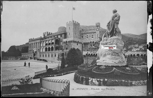 Plaque verre, photo négatif noir & blanc 9x14 cm, Monaco, Palais du Prince