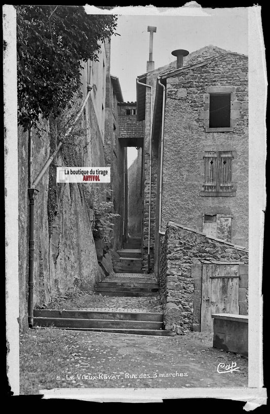 Plaque verre ancienne photo négatif noir & blanc 9x14 cm, Royat, Puy-de-Dôme