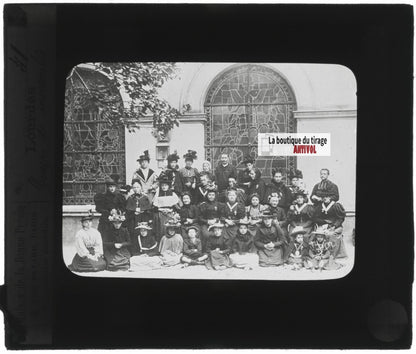 Miraculés de Lourdes, photo plaque verre, noir et blanc, positif 8,5x10 cm