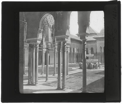 Grenade, Alhambra, Cour des Lions, photo plaque de verre, positif 8,5x10 cm