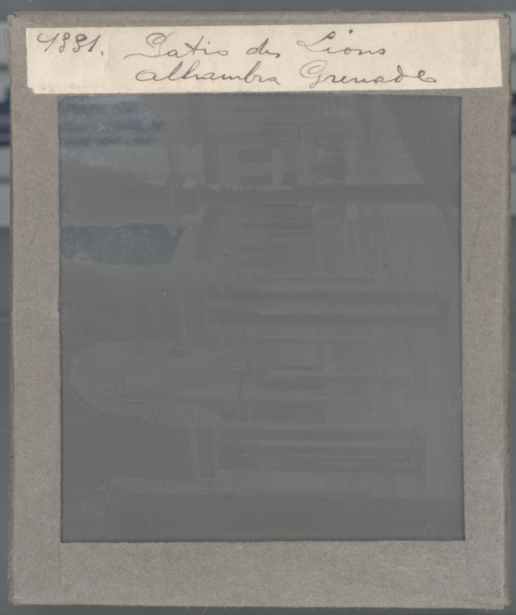 Grenade, Alhambra, Cour des Lions, photo plaque de verre, positif 8,5x10 cm