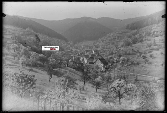 Eschbach-au-Val, Plaque verre photo ancienne, négatif noir & blanc 10x15 cm