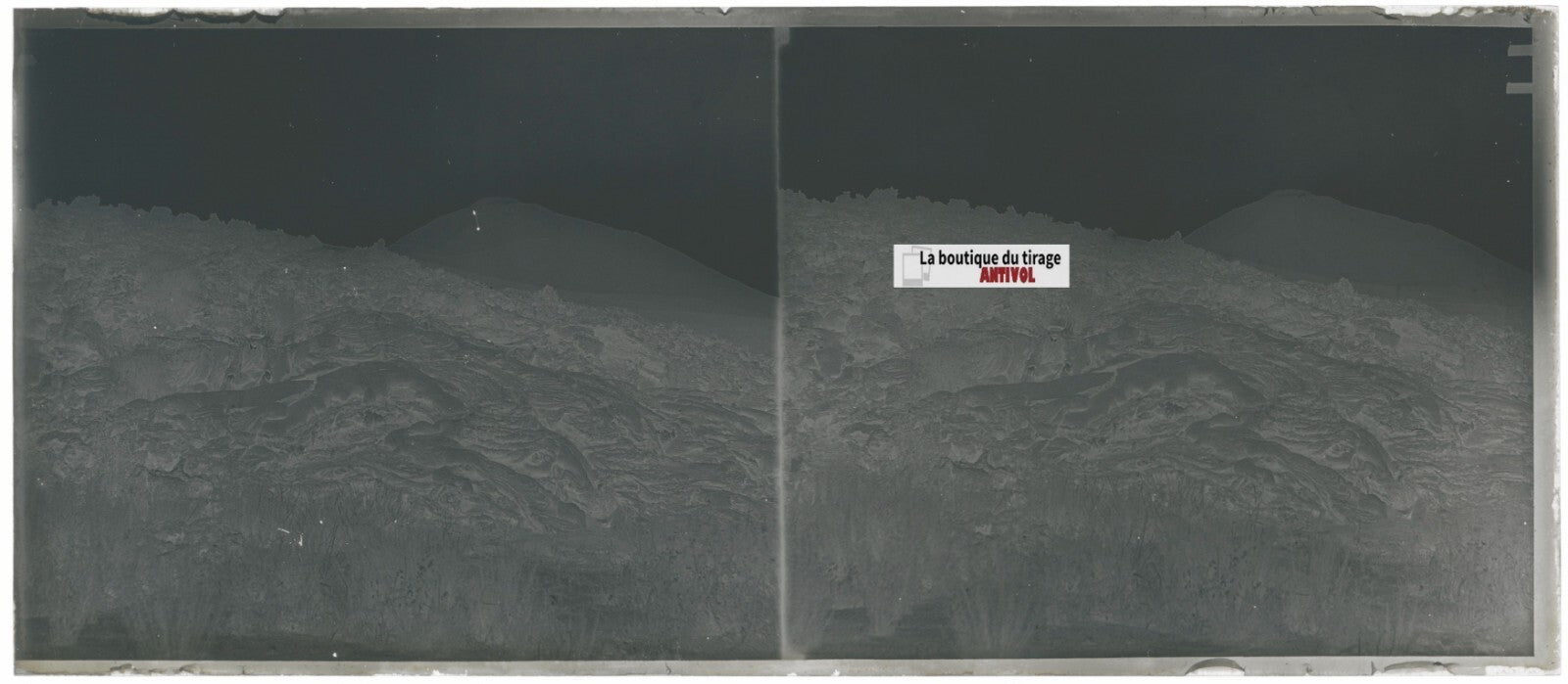 Montagne, homme, paysage, photo ancienne plaque verre, négatif 8x18 cm