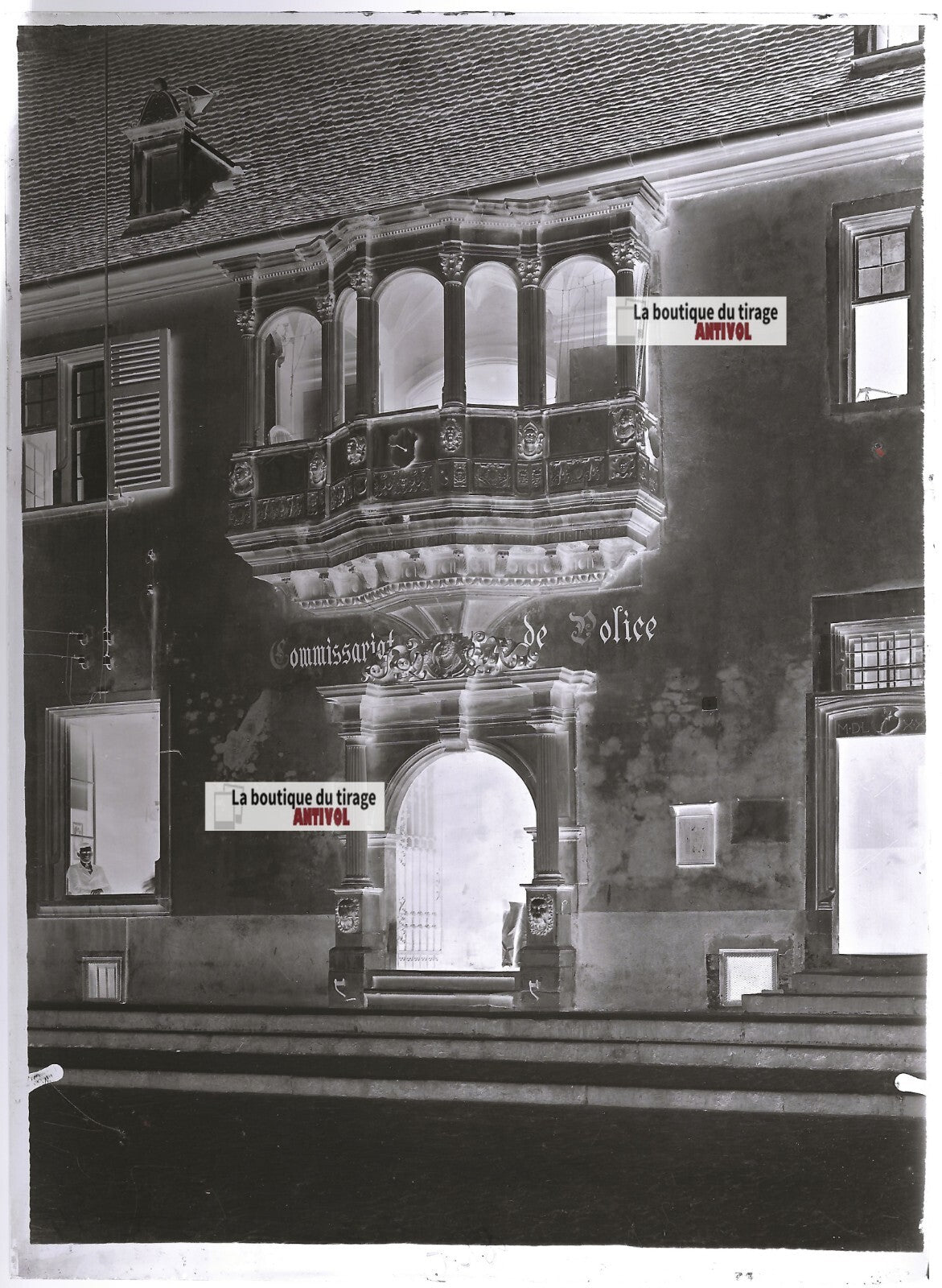 Plaque verre photo ancienne négatif noir et blanc 13x18 cm Colmar commissariat