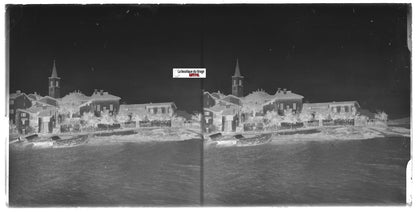 Isola dei Pescatori, Plaque verre photo, stéréo négatif noir & blanc 9x18 cm
