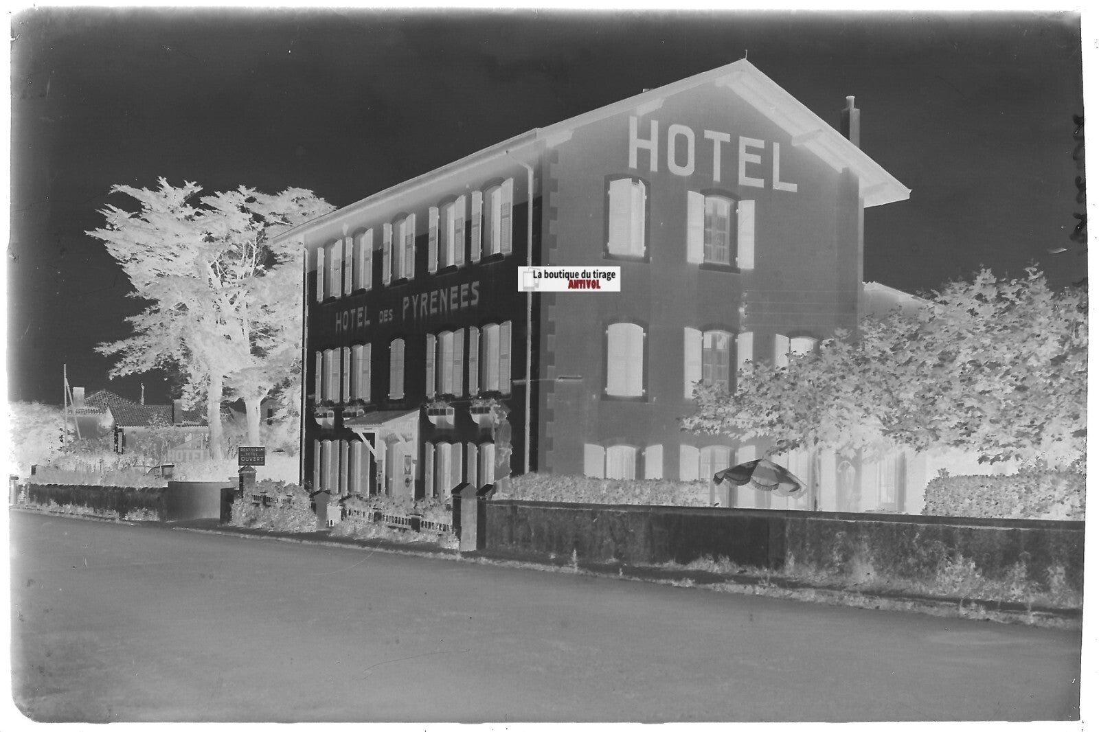 Bidart, hôtel des Pyrénées, Plaque verre photo, négatif noir & blanc 10x15 cm