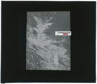 Torrent de montagne, photo plaque verre, noir & blanc, positif 8,5x10 cm