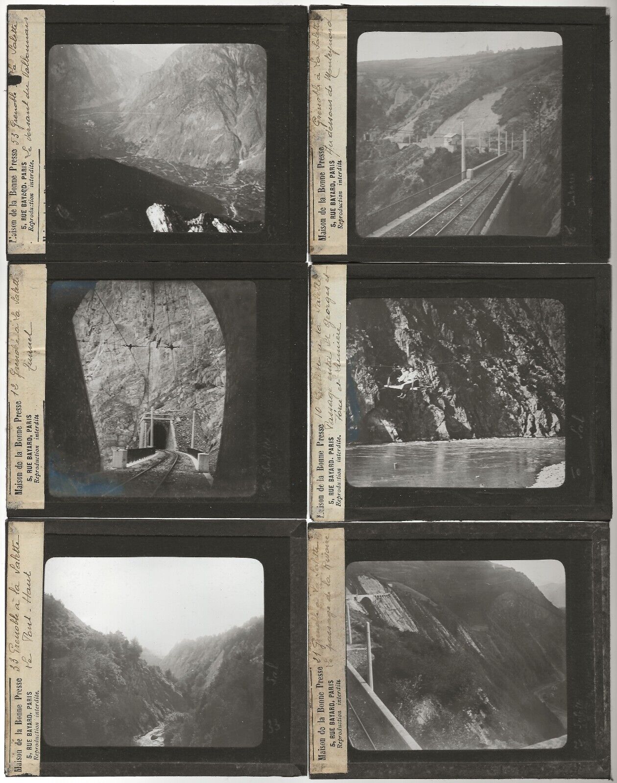 Grenoble, montagne, photos anciennes plaques de verre, lot 10 positifs 8,5x10 cm