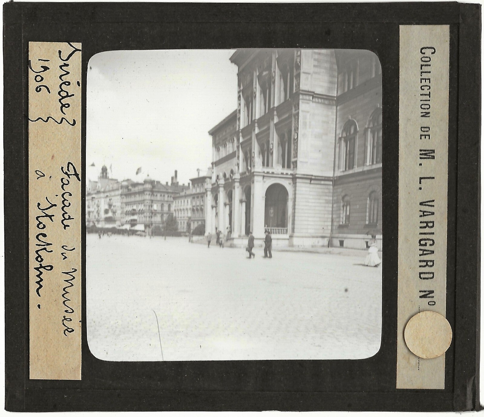 Musée, Stockholm, Suède, 1906, photo ancienne plaque verre, positif 8,5x10 cm