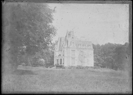 Plaque verre photo ancienne négatif noir et blanc 6x9 cm château Bailly France - La Boutique Du Tirage 