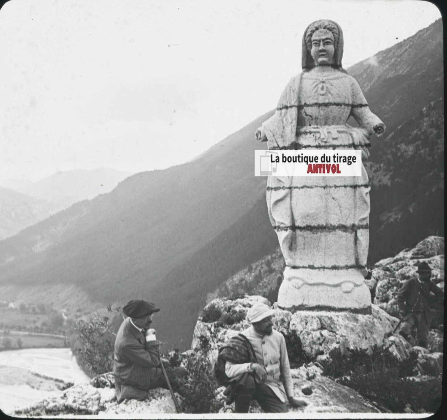 Madonne, rocher, Castellane, photo ancienne plaque de verre, positif 8,5x10 cm