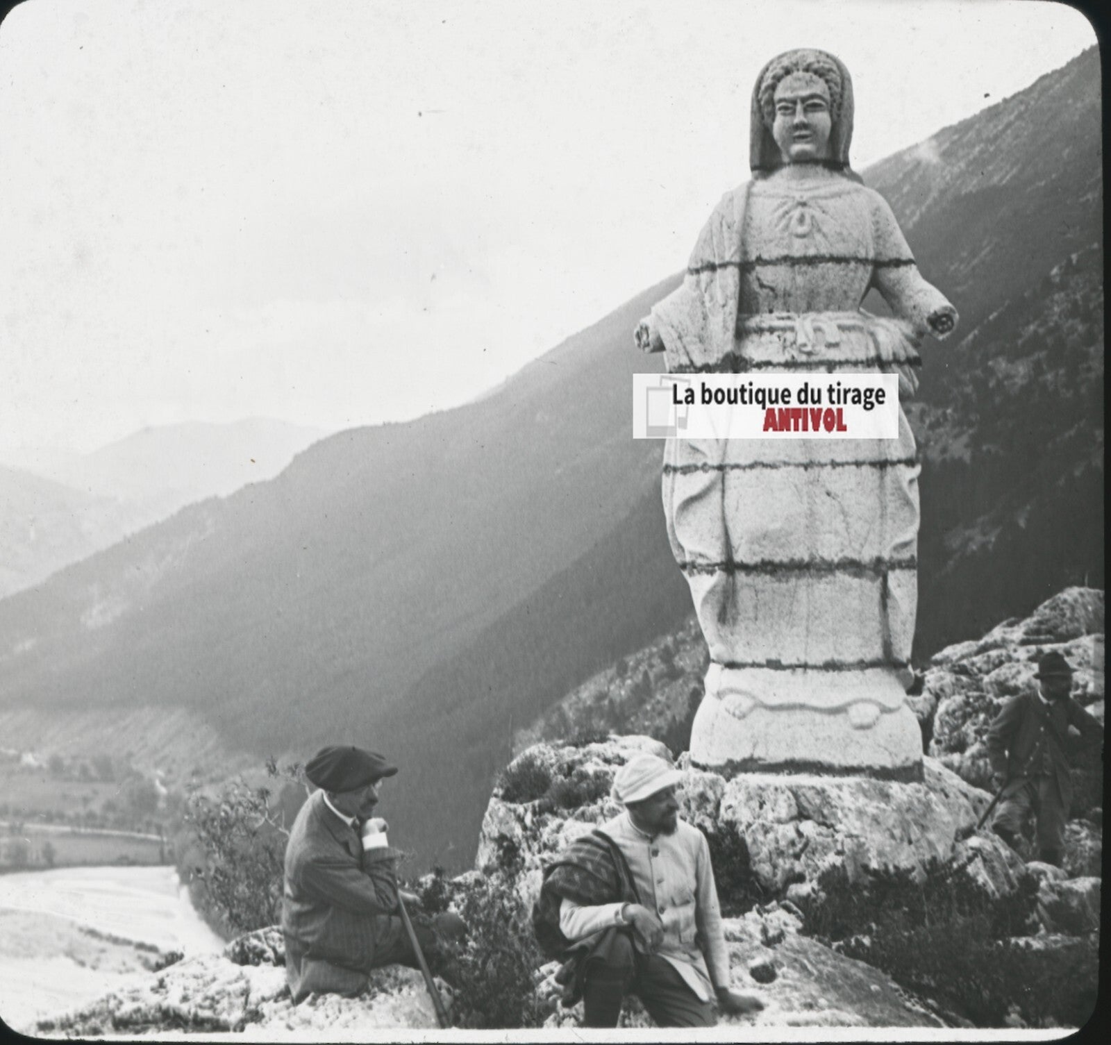 Madonne, rocher, Castellane, photo ancienne plaque de verre, positif 8,5x10 cm