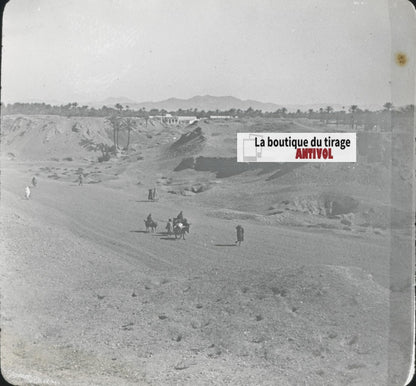 Paysage, désert sable, Maroc, photo ancienne plaque verre, positif 8,5x10 cm