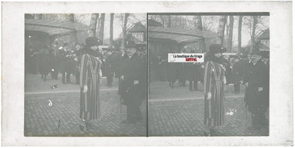 Scène de vie, Longchamp, Paris, plaque verre stéréoscopique, positif 8,5x17 cm