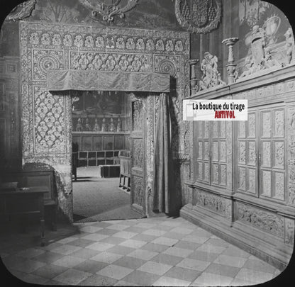 Salle capitulaire, Tolède, Espagne, photo plaque de verre, positif 8,5x10 cm
