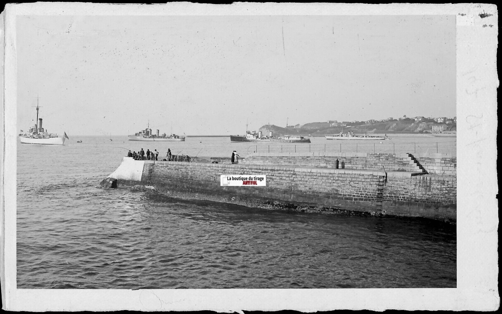 Saint-Jean-de-Luz, bateaux, photos plaque de verre, lot de 5 négatifs 9x14 cm