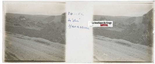Sidi Harazem, Maroc, Plaque verre stéréo, positif noir & blanc 4,5x10,7 cm