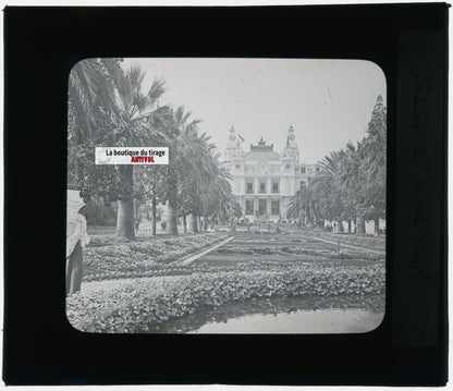 Le Casino de Monte-Carlo, photo plaque verre, noir & blanc, positif 8,5x10 cm