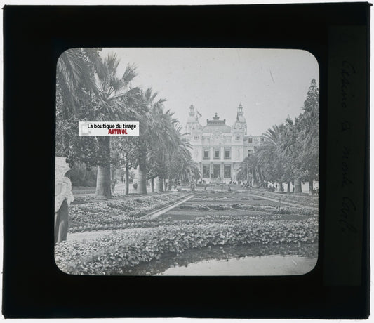 Le Casino de Monte-Carlo, photo plaque verre, noir & blanc, positif 8,5x10 cm