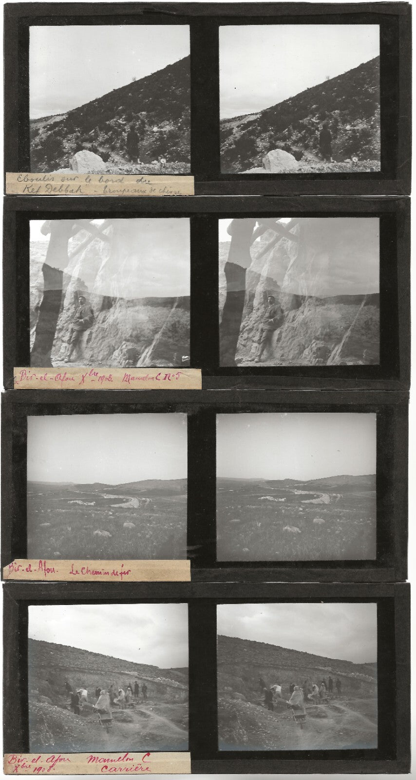 Tunisie Algérie, photos stéréoscopique plaques de verre, lot 10 positifs 7x15 cm