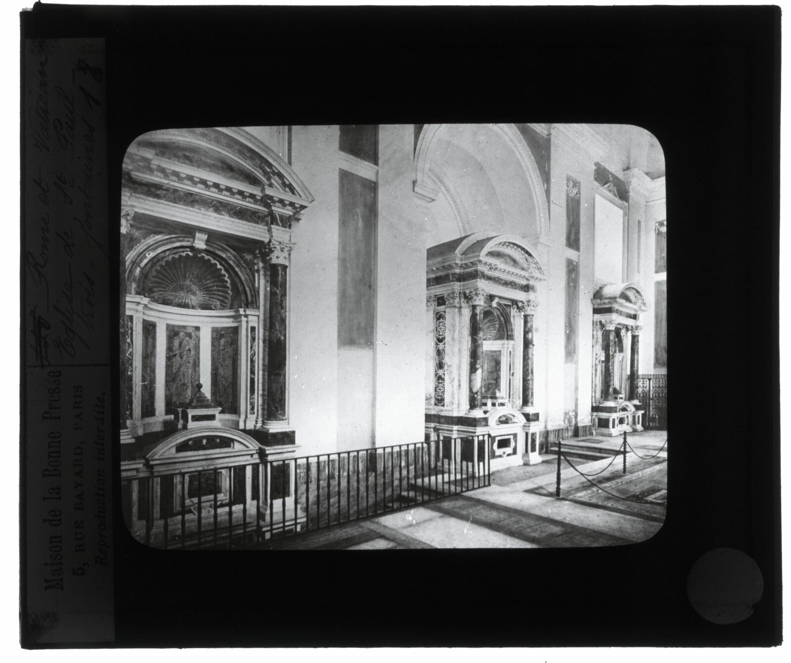 Abbaye Tre Fontane, Rome, photo ancienne plaque de verre, positif 8,5x10 cm