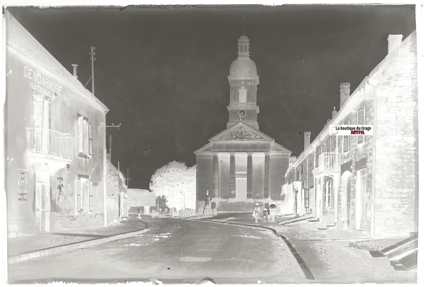 Mont-sous-Vaudrey gendarmerie, Plaque verre photo, négatif noir & blanc 10x15 cm